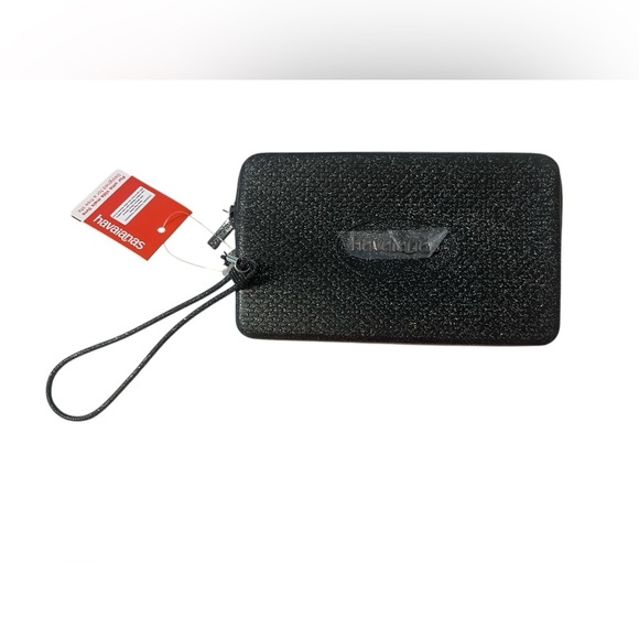 NWT HAVAIANAS MINI BAG BLACK GLITTER WRISTLET - Picture 1 of 7